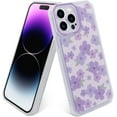 thumbnail image 1 of Case for iPhone 14 Pro, Purple Flower Floral Design for Women Girl Full Body Slim Soft Protective Case Shockproof TPU Bumper Cover for iPhone 14 Pro (6.1 inch), Purple, 1 of 13