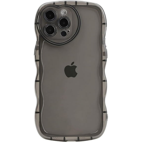 Case for iPhone 14 Pro Case Wave, Curly Frame Design for Women Girls, Cute Love Heart Camera Aesthetic Phone Case Soft Flexible TPU Shockproof Full-Body Protective Case Cover, Clear Black