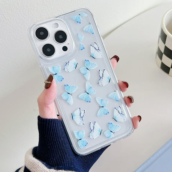 Case for iPhone 14, Stylish Butterfly Pattern Clear Case for Women Girls iPhone 14, Scratch Resistant Shockproof Non-Yellowing Slim Phone Cover, Butterfly-D