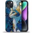thumbnail image 1 of Case for iPhone 14 iPhone 13, Stained Glass Mosaic Cat Blue Design Hybrid Dual Protection Soft TPU Hard PC Shockproof Anti-Scratch Cover Men Women Stylish Protective Phone Case, 1 of 7