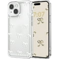 thumbnail image 1 of Case for iPhone 14/plus/pro/max, Clear Cute Ribbon Bowknot Pattern Aesthetic Transparent Phone Case Raised Camera Protection Stylish Slim Soft Durable TPU Protective Cover for Women Girls, 1 of 8