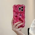thumbnail image 1 of Case for iPhone 15,3D Meteorite Bubble Pattern Electroplate Plating Glossy Curly Wavy Frame Case,Shockproof Soft TPU Protection,for iPhone 15 Case 6.1 Inch/Hot Pink, 1 of 7