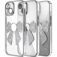 thumbnail image 1 of Case for iPhone 15 Case Glitter Bling Crystal Bow Design Full Camera Lens Protector Anti-Scratch Bumper Shockproof Cover Women Girls Soft TPU Case for iPhone 15 Sliver KDL, 1 of 13