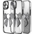 thumbnail image 1 of Case for iPhone 15 Case Glitter Bling Crystal Bow Design Full Camera Lens Protector Anti-Scratch Bumper Shockproof Cover Women Girls Soft TPU Case for iPhone 15 Black KDL, 1 of 14