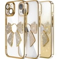 thumbnail image 1 of Case for iPhone 15 Case Glitter Bling Crystal Bow Design Full Camera Lens Protector Anti-Scratch Bumper Shockproof Cover Women Girls Soft TPU Case for iPhone 15 Gold KDL, 1 of 14