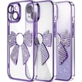 thumbnail image 1 of Case for iPhone 15 Case Glitter Bling Crystal Bow Design Full Camera Lens Protector Anti-Scratch Bumper Shockproof Cover Women Girls Soft TPU Case for iPhone 15 Purple KDL, 1 of 15