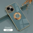 thumbnail image 1 of Case for iPhone 15 Case with Ring Stand [360° Rotatable Ring Holder Magnetic Kickstand][Support Car Mount] Plating Rose Gold Edge Slim Soft Flexible TPU Luxury Phone Case Cover, Gray, 1 of 9
