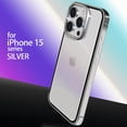 thumbnail image 1 of Case for iPhone 15 Clear Rugged Cover with Stainless Steel Frame, Anti-Scratch & Protective Transparent Shell for Women Men, Rugged Shockproof Non-Yellowing Case for iPhone 15, Silver, 1 of 7