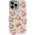 thumbnail image 1 of Case for iPhone 15,Cute 3D Kawaii Phone Cases Funny Peach Pink Cartoon Cover with Keychain Soft Silicone Gel Drop Protection Case Women Girls for iPhone 15, 1 of 7