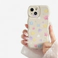 thumbnail image 1 of Case for iPhone 15,Cute Flower Floral Pattern Wave Design Curly Wavy Frame Case,Aesthetic Soft TPU Shockproof Case for iPhone 15 Phone Case 6.1 Inch,Beige/Colorful Flowers, 1 of 9
