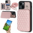 thumbnail image 1 of Case for iPhone 15, Detachable Crossbody Strap Wallet Case with Card Slots, Stand Ring Flip PU Leather Protective Cover Lanyard for Women for iPhone 15, Rosegold, 1 of 11