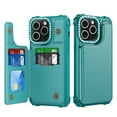 thumbnail image 1 of Case for iPhone 15 with Diamond Camera Frame, Luxury PU Leather Case [Magnetic Clasp] [Card Slots] Stand Durable Shockproof Case Back Wallet Flip Cover for iPhone 15 - Green, 1 of 7