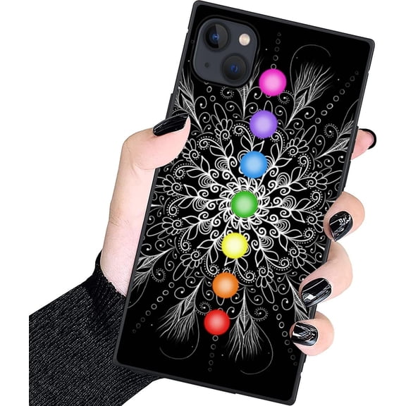 Case for iPhone 15 Max/iPhone 15 Plus, Mandala Chakra Classic Checkered Style, Hard PC+Soft Silicone case is Shock-Proof and Skid-Proof for Protective Phone Case for iPhone 15 Max