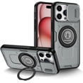 thumbnail image 1 of Case for iPhone 15,Military Grade [Built-in Kickstand] Magnetic Ring Holder Heavy Duty TPU+PC Shockproof Drop Protect Phone Case for iPhone 15,6.1 Inch (Gray), 1 of 10