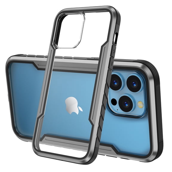 Case for iPhone 15, [Military Grade Drop Protection] [Wireless Charging] Soft TPU Frame + Clear Hard PC Back Case, Shockproof Non-Slip Stylish Cover for iPhone 15 - Grayblack