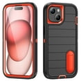 thumbnail image 1 of Case for iPhone 15 Plus/14 Plus, Heavy Duty Durable Military Grade Shockproof Protective Non-slip Kickstand Soft Silicone Hard PC 2 In 1 Hybrid Cover Case for iPhone 15 Plus/14 Plus, Black+Orange, 1 of 9