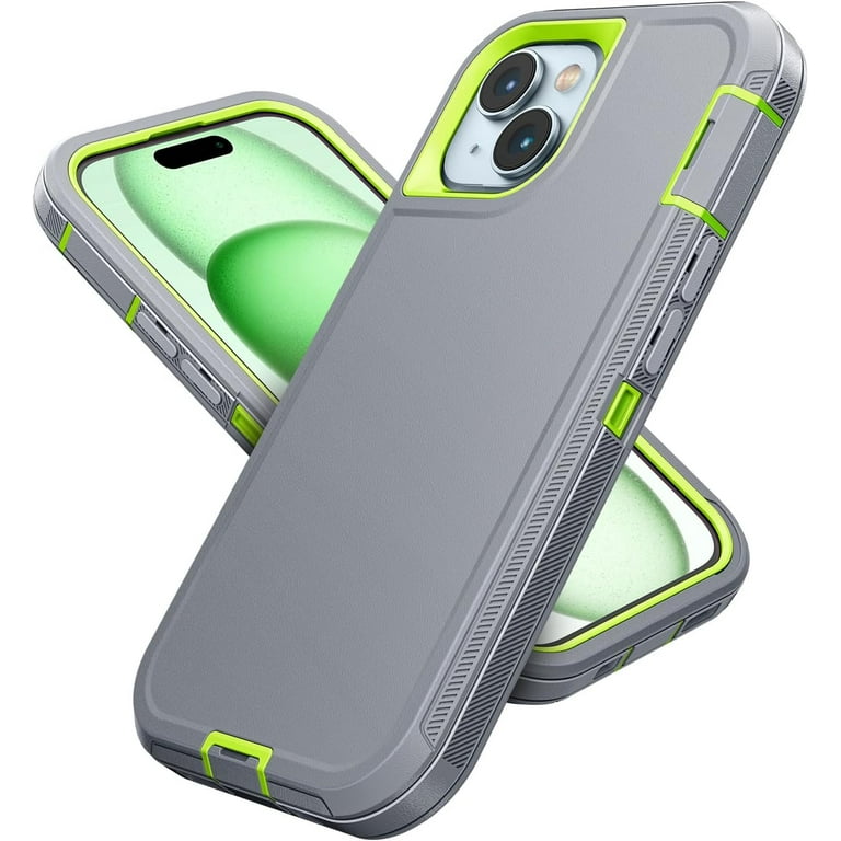 Case for iPhone 15 Plus 5G, Heavy Duty Rugged Dual-Layer Protection Shockproof Scratch Matte Back Covers & USB C Port Anti-dust Phone Cases for Apple iPhone 15 Plus 6.7 inch, Grey/Green - Case for iPhone 15 Plus 5G, Heavy Duty Rugged Dual-Layer Protection Shockproof Scratch Matte Back Covers & USB C Port Anti-dust Phone Cases for Apple iPhone 15 Plus 6.7 inch, Grey/Green -