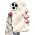 thumbnail image 1 of Case for iPhone 15 Plus 6.7 inch, Cute Solid Color Curly Wave Shape Shockproof Soft Bumper Phone Case, Candy Water Ripple 3D Silicon Slim Pretty Case Non-Yellowing Cover, White, 1 of 13