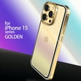 thumbnail image 1 of Case for iPhone 15 Plus Clear Rugged Cover with Stainless Steel Frame, Anti-Scratch & Protective Transparent Shell for Women Men, Rugged Shockproof Non-Yellowing Case foriPhone 15 Plus, Gold, 1 of 7