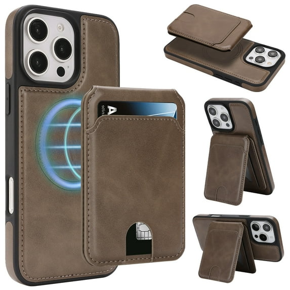 Case for iPhone 15 Plus, Compatible with MagSafe, Magnetic 2 in 1 Detachable Wallet Case with Card Holder Women Men, Business PU Leather RFID Blocking Flip Kickstand Credit Slots, Coffee