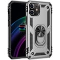 thumbnail image 1 of Case for iPhone 15 Plus,Military Car Holder [Built-in Kickstand] Metal Ring Dual-Layer Heavy Duty TPU+PC Shockproof Protection Phone Case for iPhone 15 Plus,6.7 Inch 2023 (Silver), 1 of 11