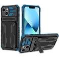 thumbnail image 1 of Case for iPhone 15 Plus,Military Grade [Built-in Kickstand] with Card Holder Dual-Layer Design Heavy Duty TPU+PC Shockproof Protection Phone Case for iPhone 15 Plus,6.7 inch (Blue), 1 of 10