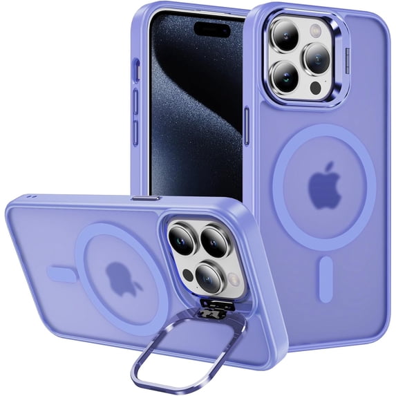 Case for iPhone 15 Plus,Military Grade Drop Full-Body Shockproof Protective Lens Holder Kickstand with Wireless Charging TPU+PC Phone Case for iPhone 15 Plus,6.7 Inch 2023 (Light Purple)
