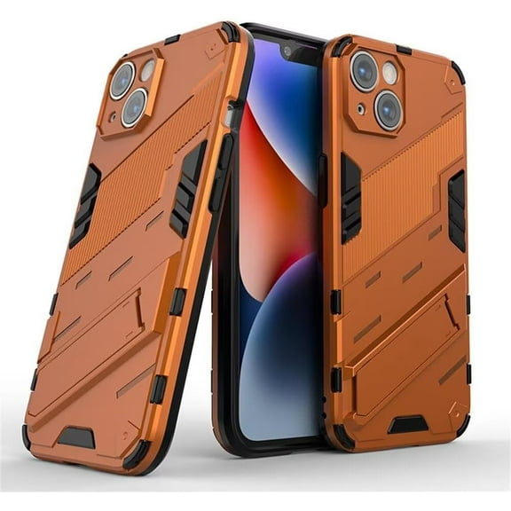 Case for iPhone 15 Plus,Military Protection [Built-in Kickstand] Dual-Layer Heavy Duty TPU+PC Shockproof Antiskid Thermolysis Phone Case for iPhone 15 Plus,6.7 Inch 2023 (Orange)