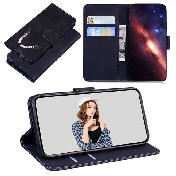 Case for iPhone 15 Plus, Pattern PU Leather iPhone 15 Plus Wallet Case Flip Cover Card Slots Magnetic Closure Case Compatible with Apple iPhone 15 Plus - Black