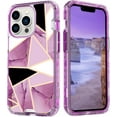 thumbnail image 1 of Case for iPhone 15 Plus,Plating Marble Military Grade Rugged Heavy Duty Full Body 3 in 1 TPU+PC Portection Shockproof Protective Phone Case for iPhone 15 Plus,6.7 inch 2023 (Grid Rose), 1 of 9