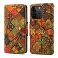 thumbnail image 1 of Case for iPhone 15 Plus, Premium PU Leather Wallet Case with Card Slots Lanyard Shoulder Strap Kickstand Retro Rustic Style Flower Pattern Purse Shockproof Cover for iPhone 15 Plus, Yellow, 1 of 8