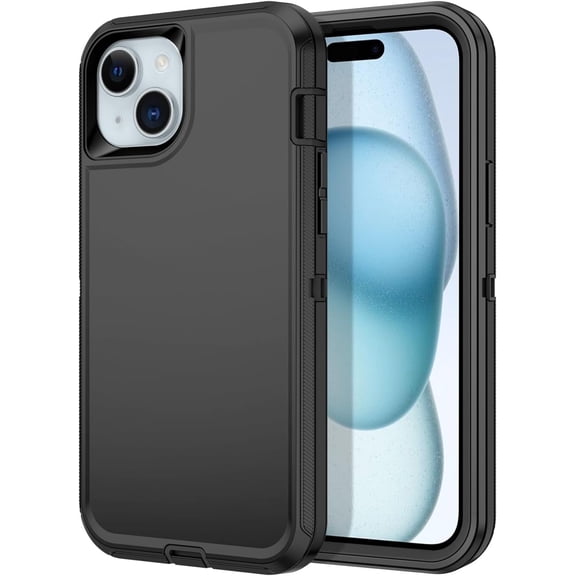 Case for iPhone 15 Plus Shockproof Dustproof/Shatterproof 3-Layer Full Body Protection [No Screen Protector] Rugged and Durable Case for Apple iPhone 15 Plus 6.7 Inch 2023, Black