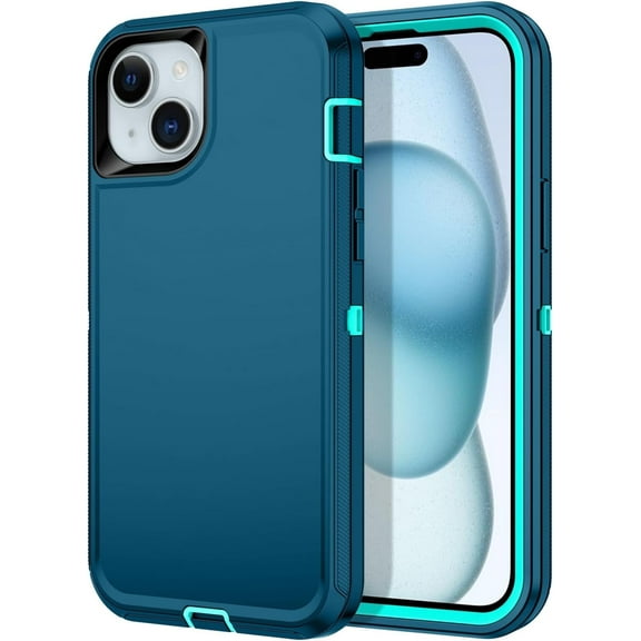 Case for iPhone 15 Plus Shockproof Dustproof/Shatterproof 3-Layer Full Body Protection [No Screen Protector] Rugged and Durable Case for Apple iPhone 15 Plus 6.7 Inch 2023, Turquoise
