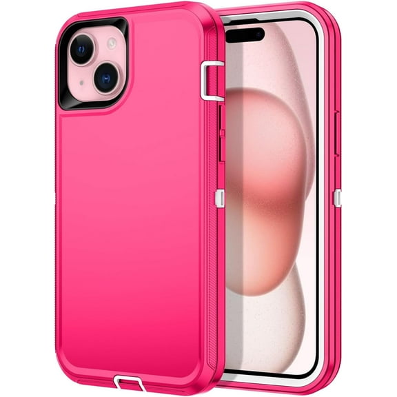 Case for iPhone 15 Plus Shockproof Dustproof/Shatterproof 3-Layer Full Body Protection [No Screen Protector] Rugged and Durable Case for Apple iPhone 15 Plus 6.7 Inch 2023, Pink