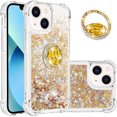 thumbnail image 1 of Case for iPhone 15 Plus, iPhone 15 Plus Liquid Case Glitter Clear TPU Cute Love Moving Quicksand Sparkle Phone Case with Stand Liquid Shockproof Cover for iPhone 15 Plus Gold YBZ, 1 of 11