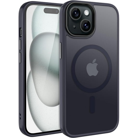 Case for iPhone 15 Pro 2023 6.1 inch-Compatible with MagSafe & Car Phone Mount,Anti-Fingerprint TPU Thin Phone Cases Cover Protective Shockproof(Dark Blue)