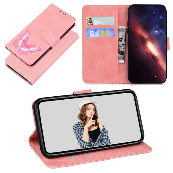 Case for iPhone 15 Pro 5G 6.1", Pattern PU Leather iPhone 15 Pro Wallet Case Flip Cover Card Slots Magnetic Closure Case Compatible with Apple iPhone 15 Pro - Pink