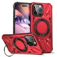thumbnail image 1 of Case for iPhone 15 Pro 6.1" with 360° Spin Magnetic Stand Ring Holder, Compatible with MagSafe, 16FT Mil-Grade Shockproof Dropproof Tough Rugged Protective Case Cover,Red,For iPhone 15 Pro, 1 of 8
