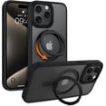 thumbnail image 1 of Case for iPhone 15 Pro 6.1-Inch,  [Compatible with Magsafe] with 360° Rotatable Ring Holder Kickstand Slim Translucent Men Women Shockproof Protective Phone Cover, Black, 1 of 17