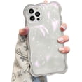 thumbnail image 1 of Case for iPhone 15 Pro 6.1 inch, Cute Solid Color Curly Wave Shape Shockproof Soft Bumper Phone Case, Candy Water Ripple 3D Silicon Slim Pretty Case Non-Yellowing Cover, Clear Pink, 1 of 13