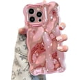 thumbnail image 1 of Case for iPhone 15 Pro 6.1 inch, Cute Solid Color Curly Wave Shape Shockproof Soft Bumper Phone Case, Candy Water Ripple 3D Silicon Slim Pretty Case Non-Yellowing Cover, Rose Gold, 1 of 14
