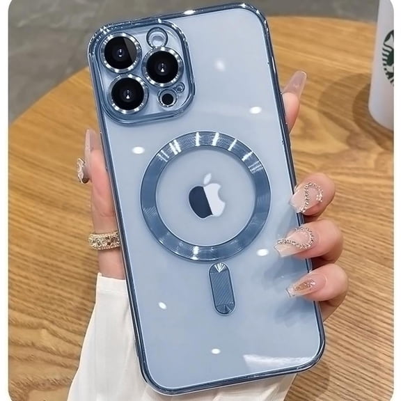 Case for iPhone 15 Pro Case Clear Compatible with MagSafe Built-in Camera Lens Protector Soft Slim Shockproof Phone Case Cover for iPhone 15 Pro 6.1" - Blue