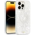 thumbnail image 1 of Case for iPhone 15 Pro Case [Compatible with MagSafe] with White Pearl Design, Cute Clear Phone Cover for Women Girls and Men, Slim Bumper with Mother of Pearl Shell Pattern, 1 of 5