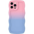 thumbnail image 1 of Case for iPhone 15 Pro Case, Wave Curly Frame Design for Women Girls, Cute Wavy Gradient Color Phone Case, Soft TPU SLiquid Silicone Camera Protection Phone Cover for 15 Pro, Pink Blue, 1 of 12
