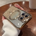 thumbnail image 1 of Case for iPhone 15 Pro Case for Women [Compatible with MagSafe] Full Camera Protection Plating Luxury Glitter Bling Soft TPU Shockproof Protective Cover for 15 Pro - Golden, 1 of 12