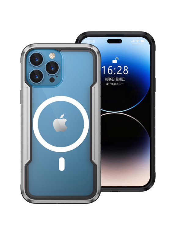 Case for iPhone 15 Pro, Clear Magnetic Phone Case Compatible with MagSafe, Anti-Scratch Shockproof Transparent Protective Cover Support Wireless Charging for iPhone 15 Pro, Grayblack