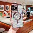 thumbnail image 1 of Case for iPhone 15 Pro, [Compatible with MagSafe] Full Camera Lens Protection Clear Plating Case for Women Men Magnetic Anti-Scratch Shockproof Protective Phone Slim Case (6.1"), Purple, 1 of 8