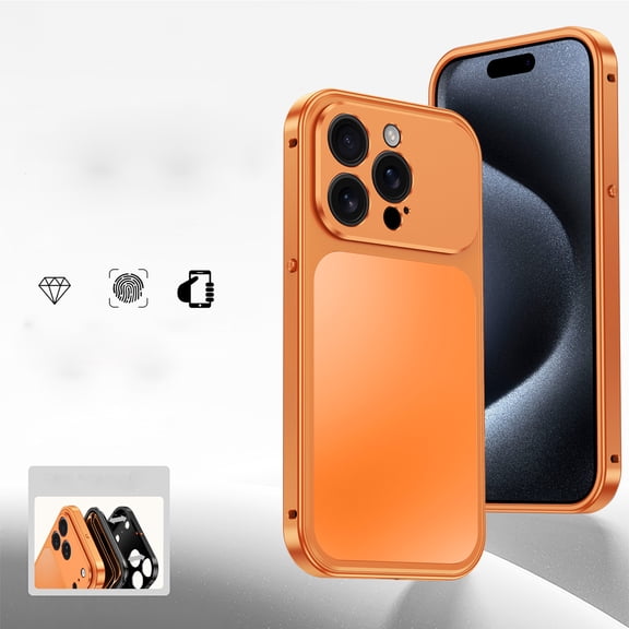 Case for iPhone 15 Pro, Compatible with MagSafe, Metal Shockproof Magnetic Protective Cover with Speaker Dust Cover, Snap Buckle Switch and PC Fine Hole Protective Ring, Orange