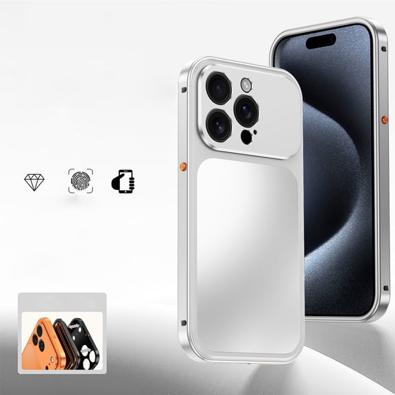 Case for iPhone 15 Pro, Compatible with MagSafe, Metal Shockproof Magnetic Protective Cover with Speaker Dust Cover, Snap Buckle Switch and PC Fine Hole Protective Ring, Silver