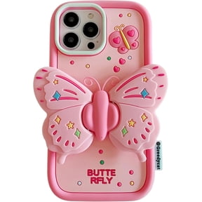 Case for iPhone 15 Pro,Cute 3D Kawaii Phone Cases Funny Butter Bear Angel Cartoon Cover with Keychain Soft Silicone Gel Drop Protection Case Women Girls for iPhone 15 Pro